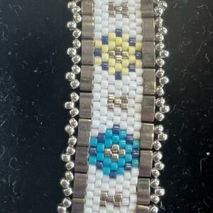 pakketje armband LENTEBLOEM - wit/blauw/zilver