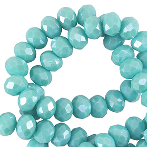 Briolette top quality - 4x3mm - Light teal blue pearl shine coating - 82909