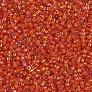 Delica Bead 11/0 - White lined flame red AB - 1780