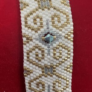 Gold Blue peyote armband