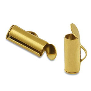 Schuif eind kap (slide tube) - edelstaal gold - 10x6mm - 87483