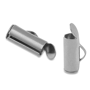 Schuif eind kap (slide tube) - edelstaal silver - 10x6mm - 87484
