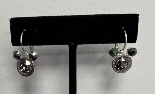 oorbel Micky Mouse - met swarovski steentjes - silver/zwart