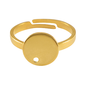 Ring Verstelbaar - plateau 10mm - edelstaal gold - 82684
