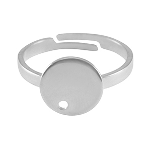 Ring Verstelbaar - plateau 10mm - edelstaal silver - 82685