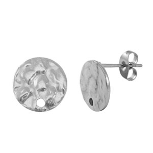 Oorsteker gehamerd 10mm - edelstaal silver - 89893