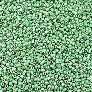 Delica Bead 11/0 - frosted galvanized matte dark mint green - 1844F