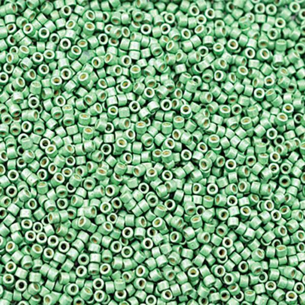 Delica Bead 11/0 - frosted galvanized matte dark mint green - 1844F
