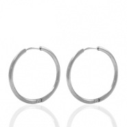 oorbellen creolen - 20mm - dikte 2mm - edelstaal - silver - 74199