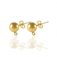 Oorbellen bolleke - 4mm - edelstaal - gold - 2 paar - 80519